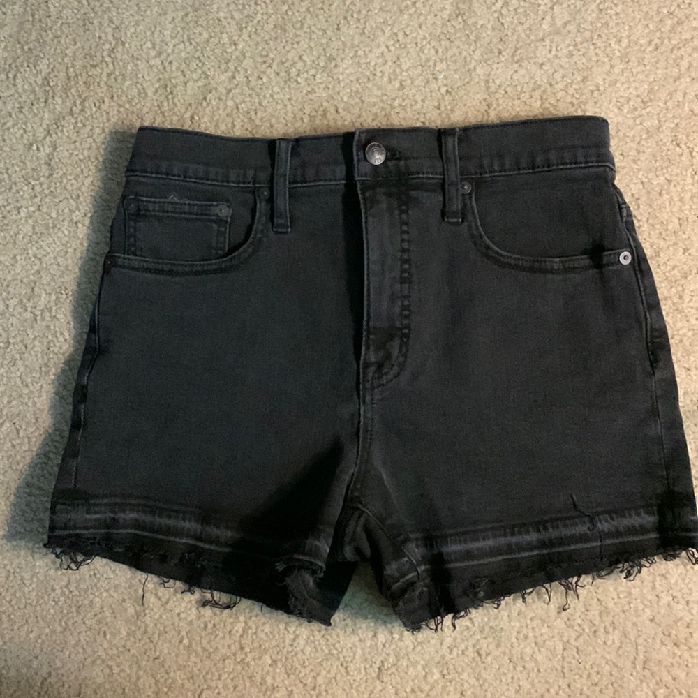 High-Rise Denim Shorts in Clint Wash: Drop-Hem Edition